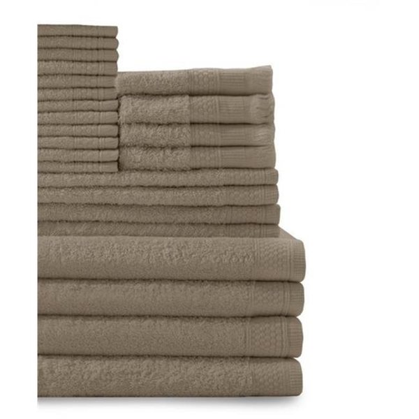 Baltic Linen Baltic Linen 0353624370 100 Percent Cotton Complete 24 Piece Towel Set -  Taupe 3536243700000